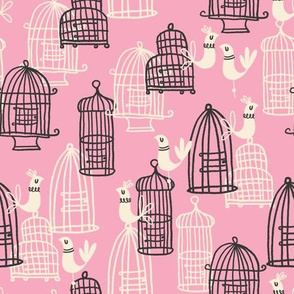 Cagey Birds ~ Pink