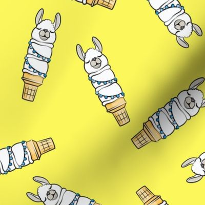 llama ice cream cones - yellow tossed - LAD19