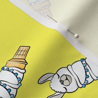 llama ice cream cones - yellow tossed - LAD19