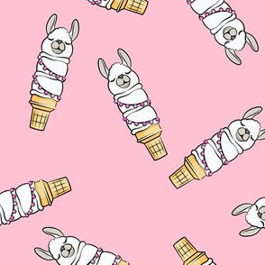llama ice cream cones - pink tossed - LAD19