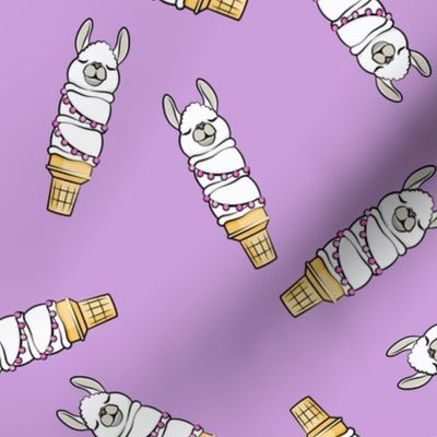 llama ice cream cones - purple tossed - LAD19