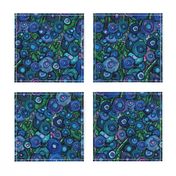 *TK- MOODY ABSTRACT FLOWERS BLUE POPPIES LG