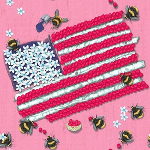 Widdle Bitty Bees// Patriotic Flag Bees//Coral Pink// Kim Marshall