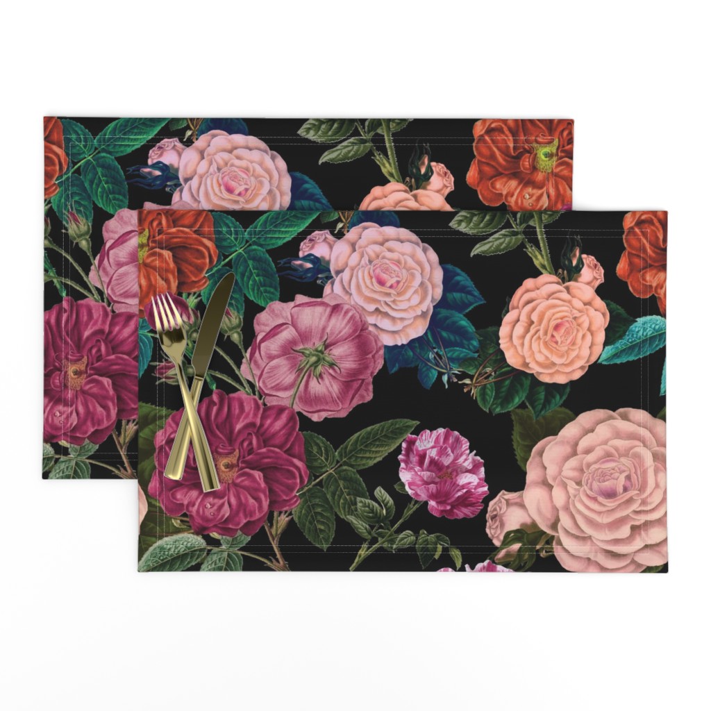 Vintage Moody Floral Roses Black 