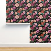 Vintage Moody Floral Roses Black 