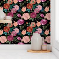 Vintage Moody Floral Roses Black 