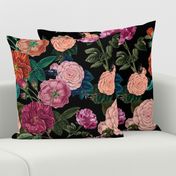 Vintage Moody Floral Roses Black 