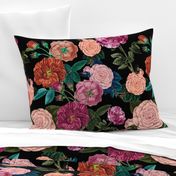 Vintage Moody Floral Roses Black 