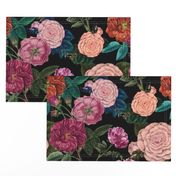 Vintage Moody Floral Roses Black 