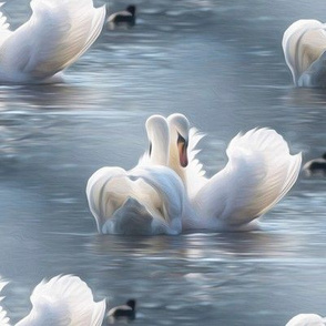 swan couple - painting effect 