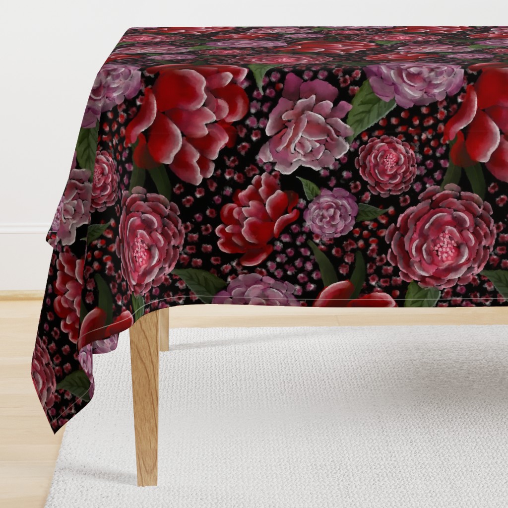 Moody Handpainted Floral Half Drop