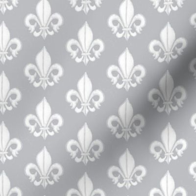 19-03F Gray Grey Watercolor Fleur De Lis