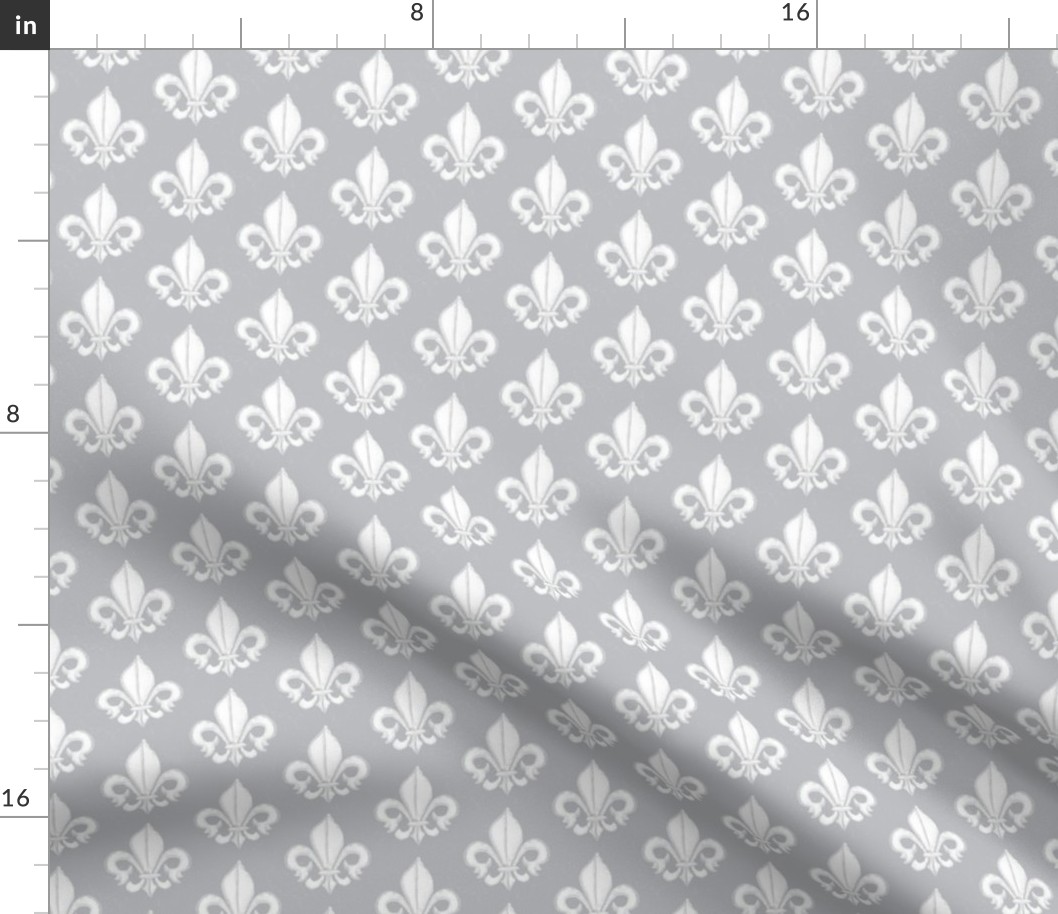 19-03F Gray Grey Watercolor Fleur De Lis