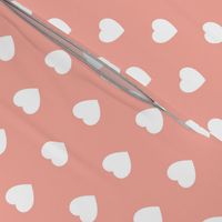 Coral Pink and White Hearts