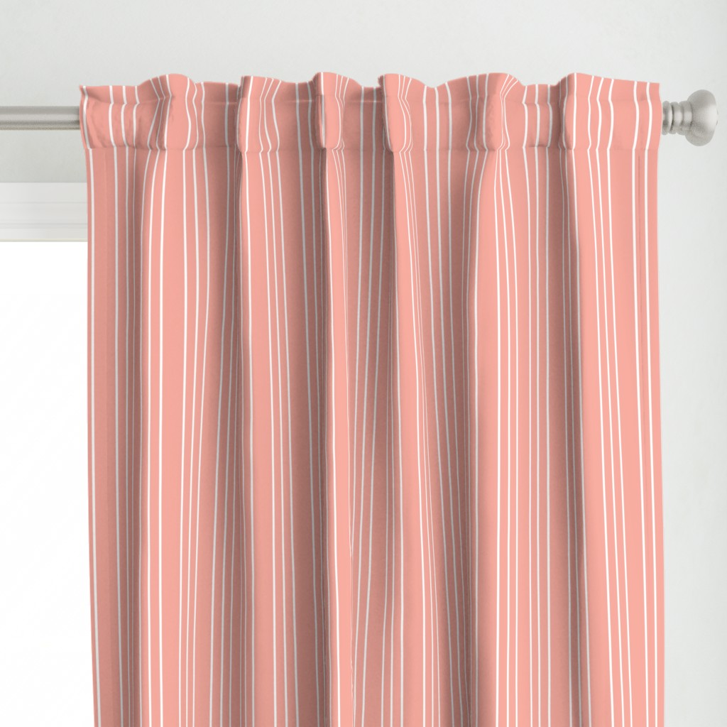 Coral Pink and White Stripes
