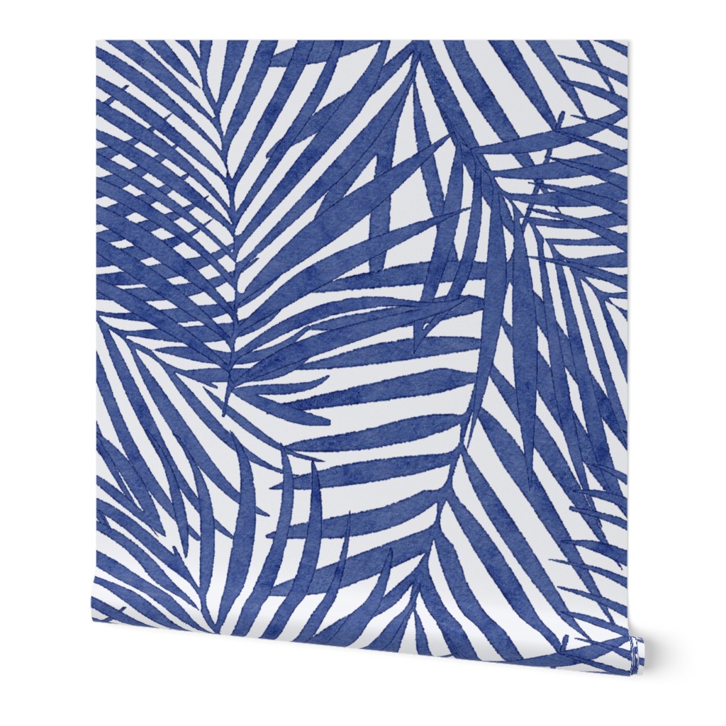 cobalt watercolor fronds