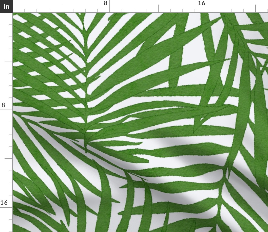 green watercolor fronds