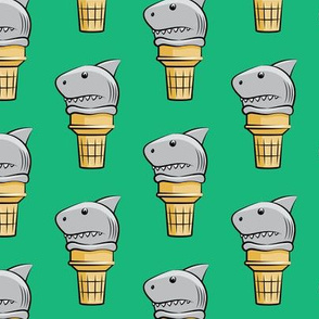 shark ice cream cones - green  - LAD19