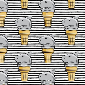shark ice cream cones - black stripes  - LAD19