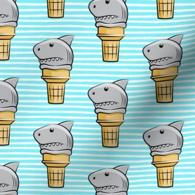 shark ice cream cones - light blue stripes - LAD19