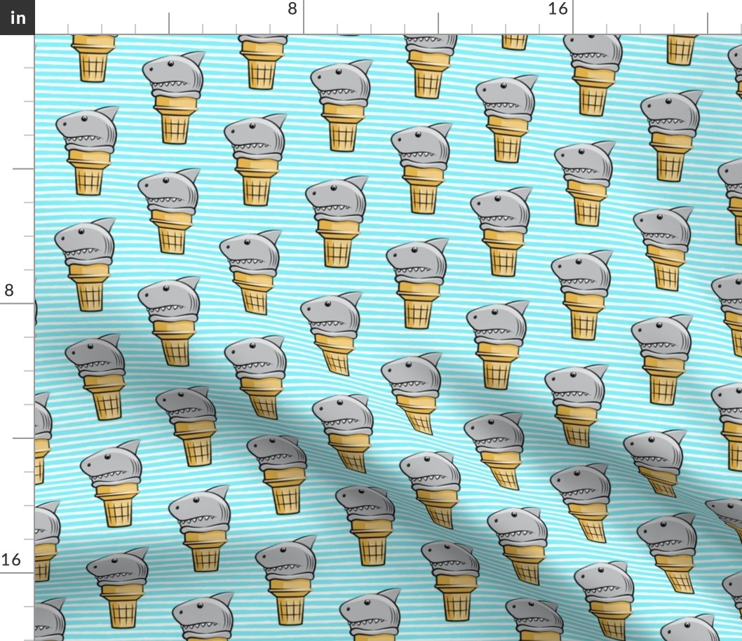 shark ice cream cones - light blue stripes - LAD19