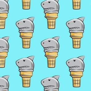 shark ice cream cones - light blue  - LAD19