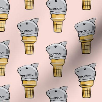 shark ice cream cones - pink  - LAD19