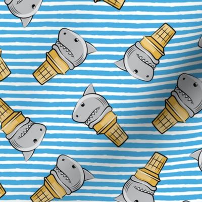 shark ice cream cones - toss on blue stripes - LAD19