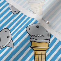 shark ice cream cones - toss on blue stripes - LAD19