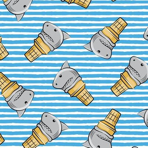 shark ice cream cones - toss on blue stripes - LAD19