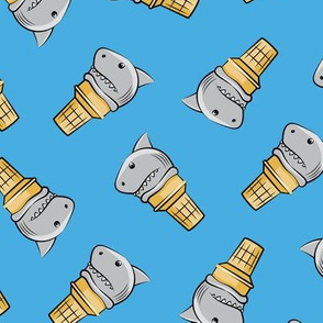shark ice cream cones - toss on blue - LAD19
