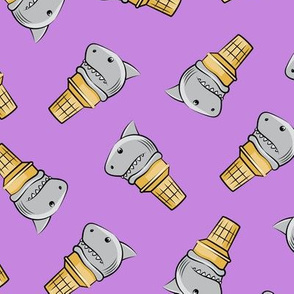 shark ice cream cones - toss on purple - LAD19