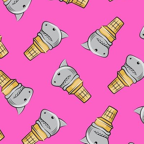shark ice cream cones - toss on pink - LAD19