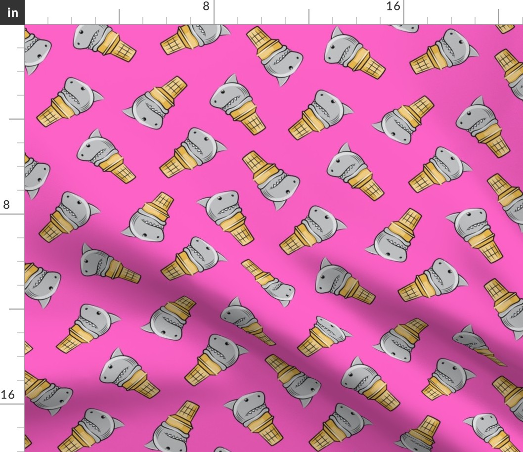 shark ice cream cones - toss on pink - LAD19