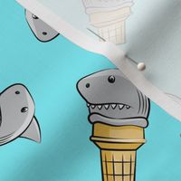 shark ice cream cones - toss on light blue - LAD19