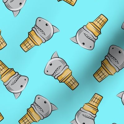 shark ice cream cones - toss on light blue - LAD19