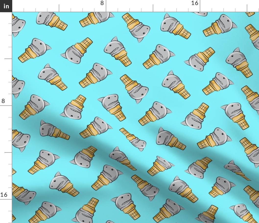 shark ice cream cones - toss on light blue - LAD19