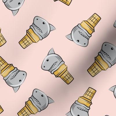 shark ice cream cones - toss on pink - LAD19