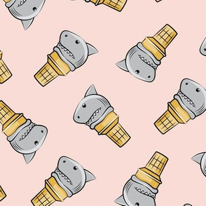 shark ice cream cones - toss on pink - LAD19