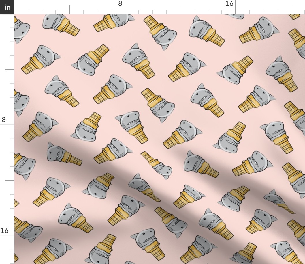 shark ice cream cones - toss on pink - LAD19