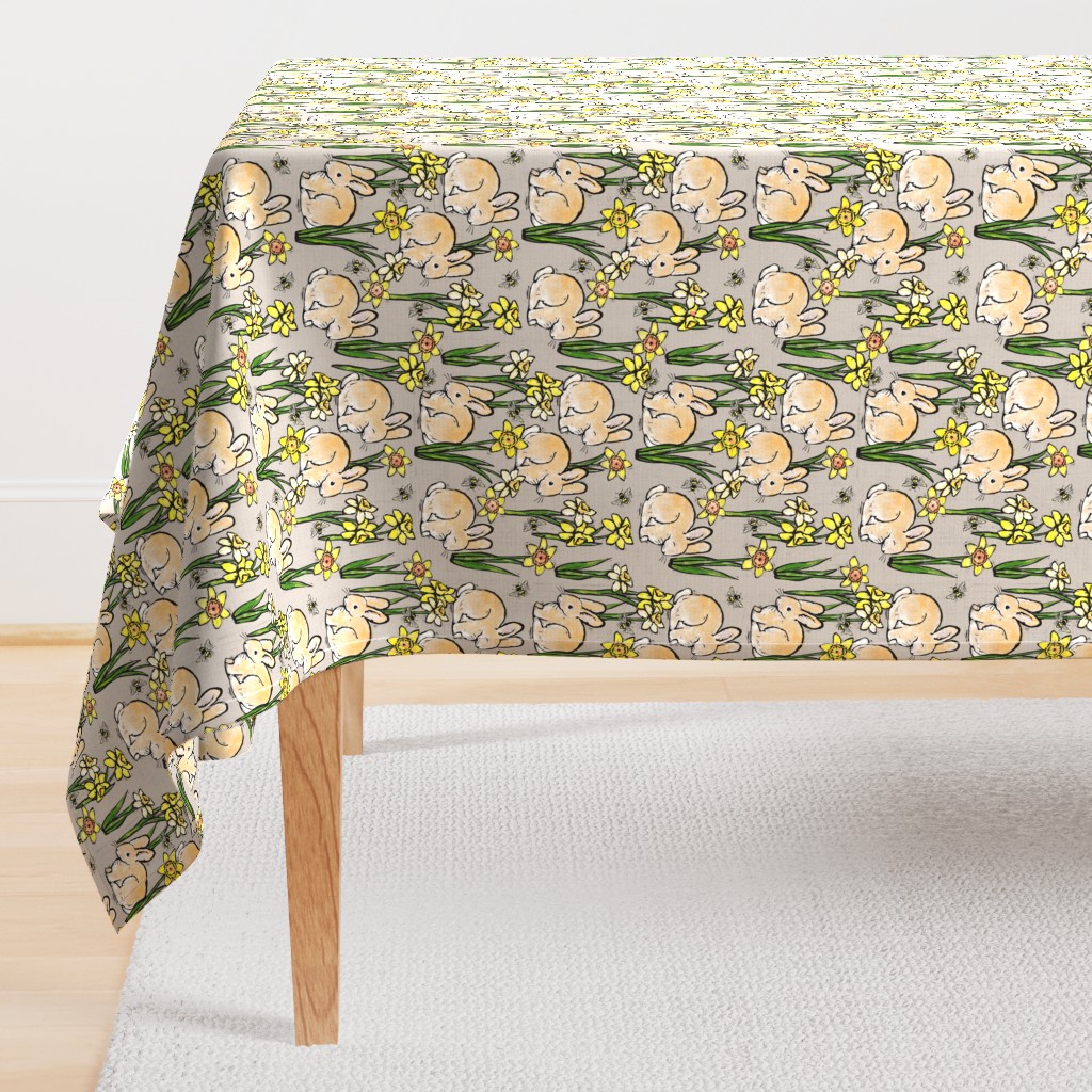 bunny bee + daffodil: grey linen