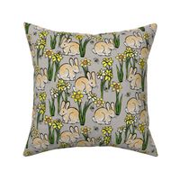 bunny bee + daffodil: grey linen