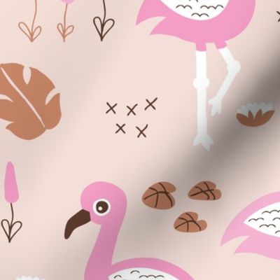 Flamingo love sweet jungle paradise and river summer print girls pink JUMBO