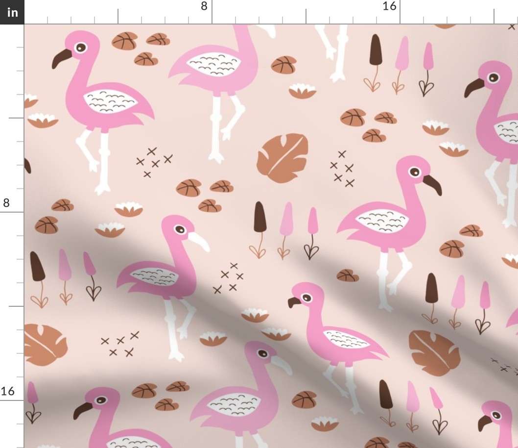 Flamingo love sweet jungle paradise and river summer print girls pink JUMBO