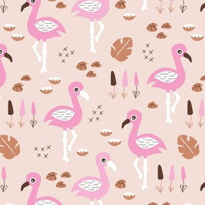 Flamingo love sweet jungle paradise and river summer print girls pink