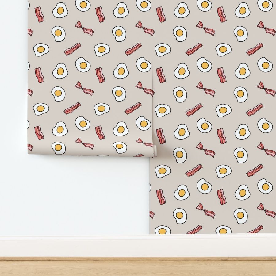 Fried eggs and bacon breakfast food pattern