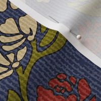 Vintage floral textured navy blue Victorian Wallpaper