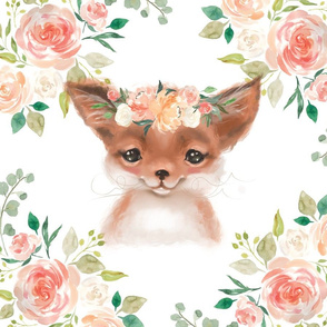 18x18" Floral fox peaches and cream floral 