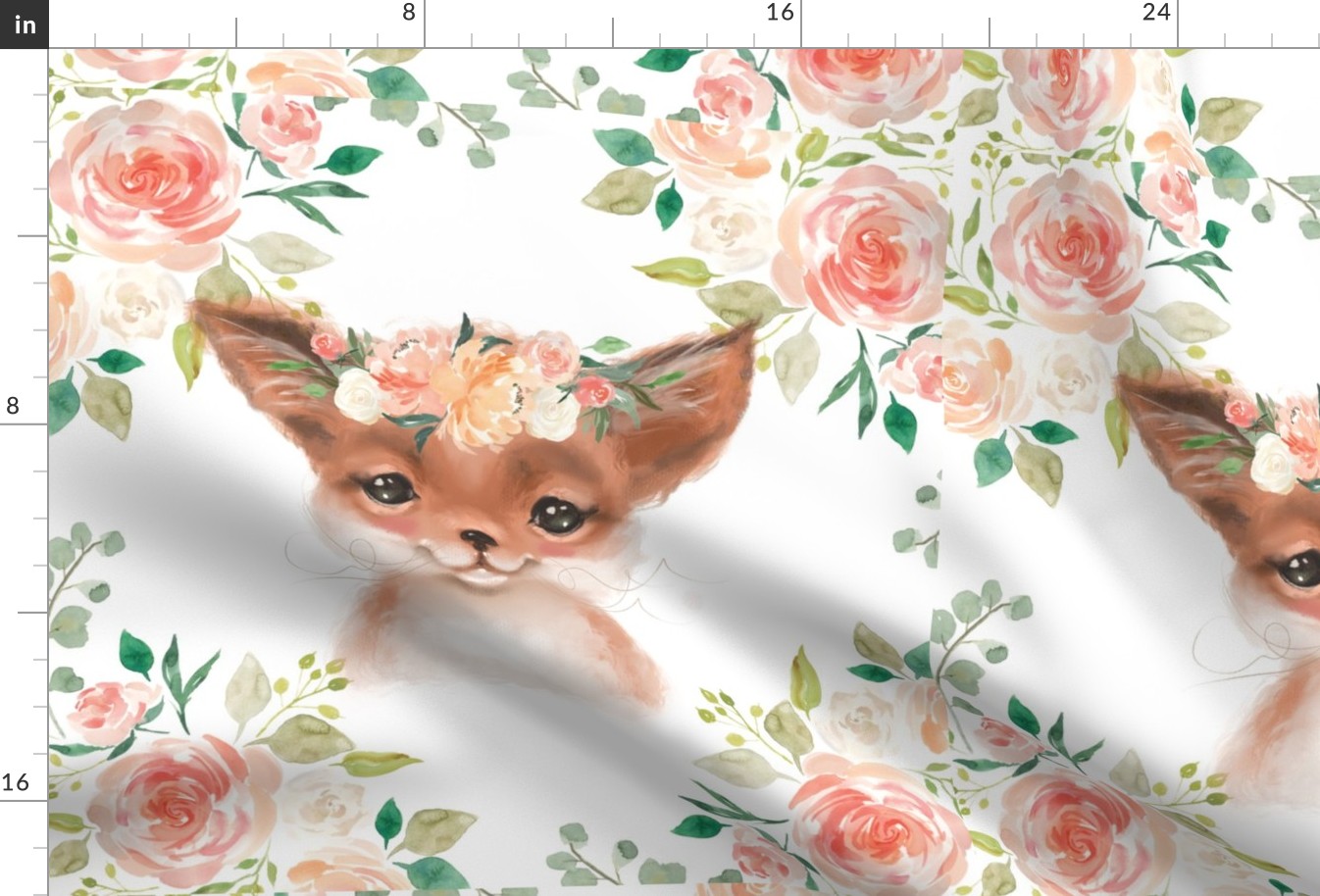 18x18" Floral fox peaches and cream floral 