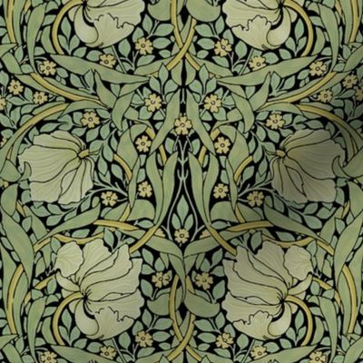 William Morris ~ Antiqued Pimpernel ~ Original on Black ~ Medium